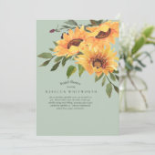 ターコイズ&深いプラムサンフラワーブライダルシャワー 招待状 (スタンド正面)