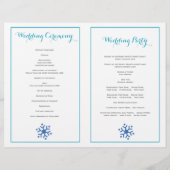 ターコイズ、灰色の雪片の折り畳みウェディングプログラム (裏面)