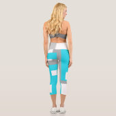 ターコイズ、灰色、白色のブロック カプリレギンス (裏面)