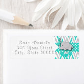 ターコイズ、白と灰色の象のベビーシャワー2 ラベル (インサイチュ)