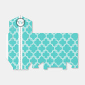 ターコイズ、白モロッコモノグラム結婚ズ フェイバーボックス (折り畳みなし)