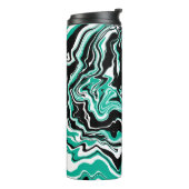 ターコイズ、白黒の大理石の流体アート タンブラー (回転左)