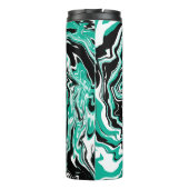 ターコイズ、白黒の大理石の流体アート タンブラー (裏面)