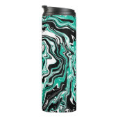 ターコイズ、白黒の大理石の流体アート タンブラー (回転右)