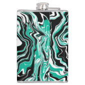 ターコイズ、白黒の大理石の流体アート フラスク (裏面)