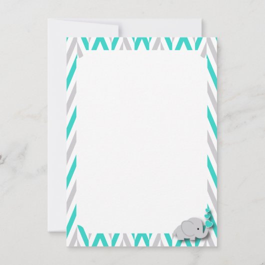 ターコイズ,白,灰色の象ありがとう サンキューカード (裏面)