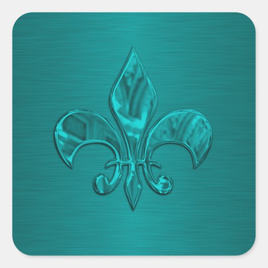 ターコイズ（紋章の）フラ・ダ・リ封筒用シール スクエアシール (正面)