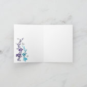 ターコイズ、紫のフローラ、蝶ありがとう サンキューカード (内部)