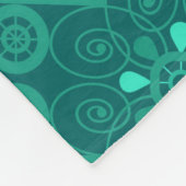 ターコイズ、緑、オーナメント フリースブランケット (角)