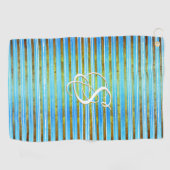 ターコイズ、緑、白のストライプ  ゴルフタオル (横)