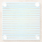 ターコイズ、緑、白の各ストライプパターン ガラスコースター (裏面)