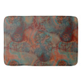 ターコイズ、赤と錆の大理石抽象芸術 バスマット (正面)