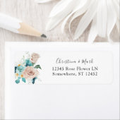 ターコイズ&赤面ピンク差出人住所ラベル2 ラベル (インサイチュ)