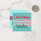 ターコイズ、赤、ピンクのミニクリスマスカード ノートカード (正面/裏面インサイチュ)