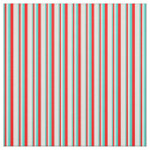 ターコイズ、赤、淡いシアン色のストライプ色 ファブリック (見本)