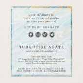 ターコイズ&金ゴールドアゲートストーンゲードサンキューカード (内部フラット)