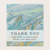 ターコイズ&金ゴールドアゲートストーンゲードサンキューカード (外部フラット)
