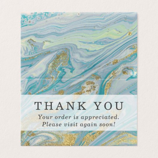 ターコイズ&金ゴールドアゲートストーンゲードサンキューカード (外部フラット)