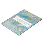 ターコイズ&金ゴールドアゲートストーンジオードマーブルスワール ノートブック (左側)