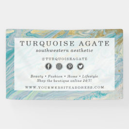 ターコイズ&金ゴールドアゲートストーンジオード大理石旋回 横断幕