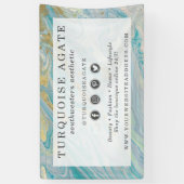 ターコイズ&金ゴールドアゲートストーンジオード大理石旋回 横断幕 (縦)