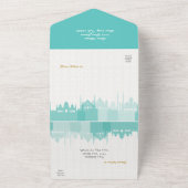 ターコイズ&金ゴールドアラビアンキンセアニラ写真 オールインワン招待状 (外側)