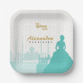 ターコイズ&金ゴールドアラビアンキンセアニラ ペーパープレート (正面)