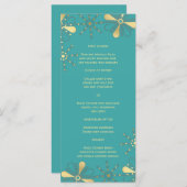 ターコイズ&金ゴールドインディアンインスパイアスリムディナーメニュー メニュー (正面/裏面)