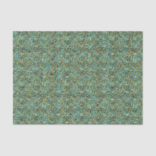 ターコイズ-金ゴールドグリッター – 組織ラッピング紙 薄葉紙 (正面)