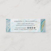 ターコイズ&金ゴールドジオードマーブルスワールソーシャルメディア スキニー名刺 (裏面)