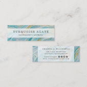 ターコイズ&金ゴールドジオードマーブルスワールソーシャルメディア スキニー名刺 (正面/裏面)