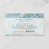 ターコイズ&金ゴールドジオードマーブルスワールソーシャルメディア 名刺 (裏面)