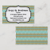 ターコイズ&金ゴールドトリバルアローヘッドジグザグデザイン 名刺 (正面/裏面)