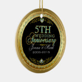 ターコイズ・金ゴールドフレーム結婚・5周年記念 セラミックオーナメント (右)