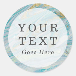 ターコイズ&金ゴールドマーブルスワールアゲートゲカスタムード ラウンドシール