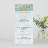 ターコイズ&金ゴールドマーブルスワールアゲートゲ結婚ード プログラム (スタンド正面)