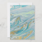 ターコイズ&金ゴールドマーブルスワールアゲートゲ結婚ード 招待状 (裏面)