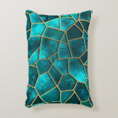 ターコイズ&金ゴールドモザイクチップパターンの色合い アクセントクッション (正面(垂直))