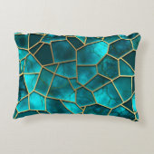 ターコイズ&金ゴールドモザイクチップパターンの色合い アクセントクッション (裏面)