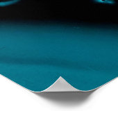 ターコイズ&金ゴールド写真葬儀記念サイン ポスター (角)