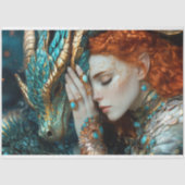 ターコイズ&金ゴールド小妖精や小人ドラゴンファンタジーデクページ 薄葉紙 (正面)