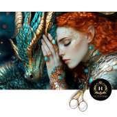 ターコイズ&金ゴールド小妖精や小人ドラゴンファンタジーデクページ 薄葉紙