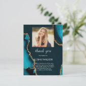 ターコイズ&金ゴールド葬儀記念サンキューカード サンキューカード (スタンド正面)