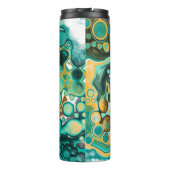 ターコイズ、金ゴールド、大理石の流体アート タンブラー (裏面)