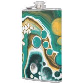 ターコイズ、金ゴールド、大理石の流体アート フラスク (左)