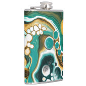 ターコイズ、金ゴールド、大理石の流体アート フラスク (右)
