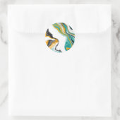 ターコイズ、金ゴールド、大理石の流体アート ラウンドシール (バッグ)