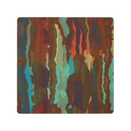 ターコイズ、錆び、青抽象芸術 メタルプリント