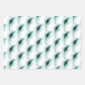 ターコイズ、青と紫の孔雀の羽 ラッピングペーパーシート (正面)