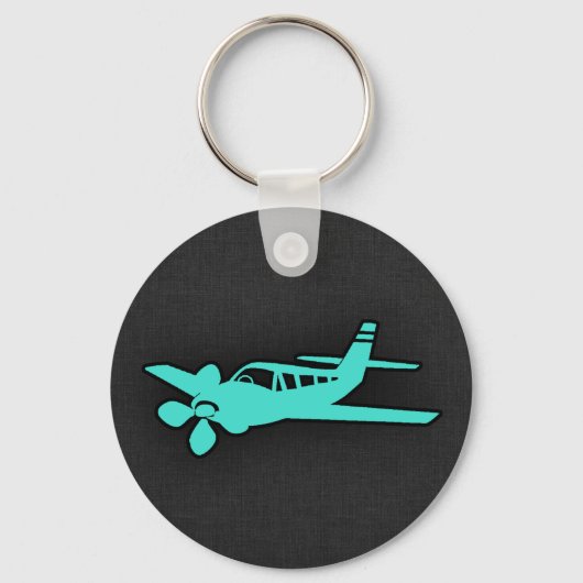 ターコイズ；青緑色の小型飛行機 キーホルダー (正面)